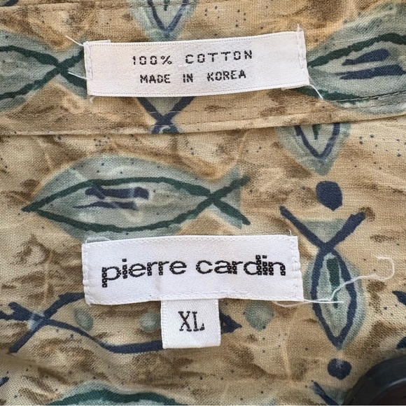Vintage Pierre Cardin Men’s Shirt XL  100% Cotton Abstract Bohemian Menswear - Picture 7 of 8